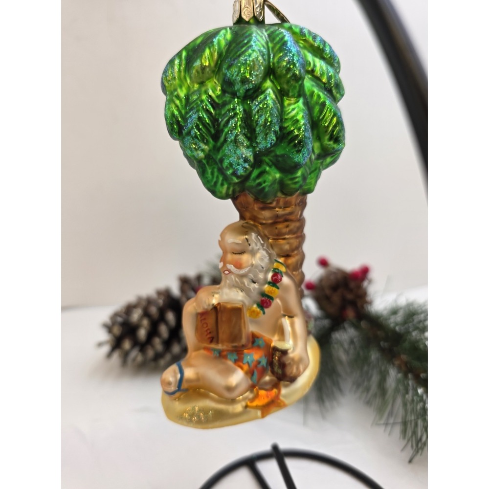 Christopher Radko Holiday Dreamin Santa Palm Tree Christmas Ornament 6"